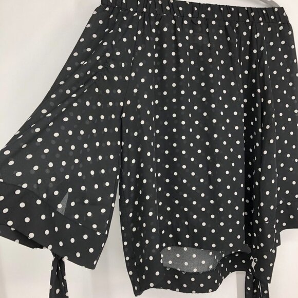 One Teaspoon Women's Black Bonnie Ace Polka Dot Off-the-shoulder Top Size XS - Picture 9 of 16